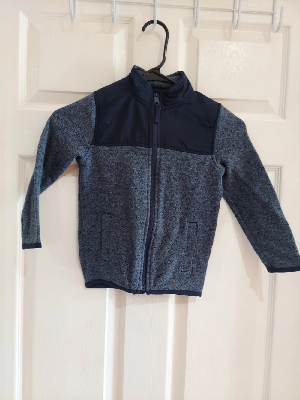 The Children's Place Heathered Navy & Navy Panel Zip-Up Hoodie